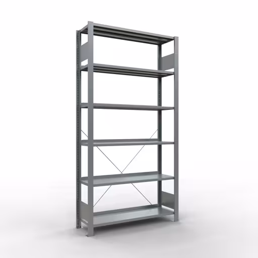 Figuur nr. 8 van het artikel basisplank, kantoorplank, insteeksysteem MULTIplus85, 2000 x 1000 x 300 mm, 6 planken, kruisschoor, verzinkt, met aanslagbeugel uit de productgroep kantoorplanken van Schulte Lagertechnik.