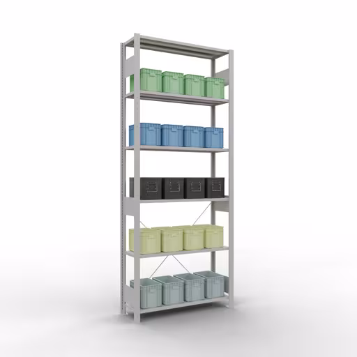 Figuur nr. 15 van het artikel basisrek, legbord-insteeksysteem MULTIplus85, 2500 x 1000 x 300 mm, 6 legborden, RAL 7035 lichtgrijs uit de productgroep insteeksysteem van het merk Schulte Lagertechnik.
