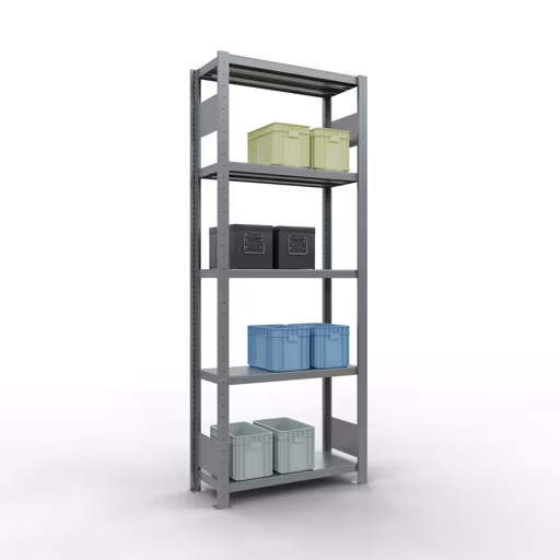 Productafbeelding nr. 15 van het artikel basisplank, legbord, insteeksysteem MULTIplus250, 2000 x 750 x 300 mm (HxBxD), 5 legborden, lengtestangen, verzinkt Figuur nr. 15 van het artikel basisrek, legplank, insteeksysteem MULTIplus250, 2000 x 750 x 300 mm, 5 legborden, lengtestangen, verzinkt uit de insteeksysteem productgroep van Schulte Lagertechnik.