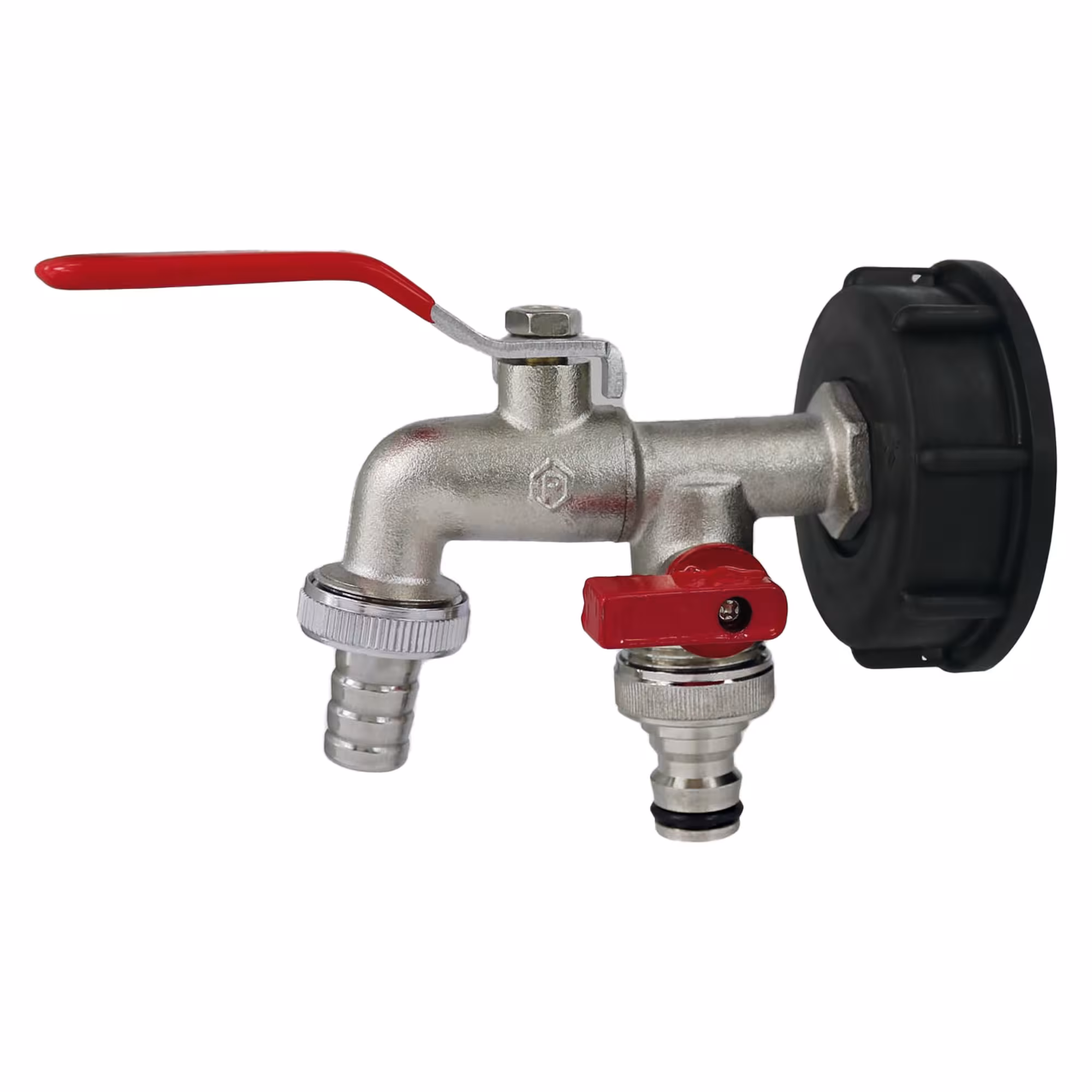 IBC-adapter met dubbele kogeluitlaatklep 1/2'' van Puteus IBC-adapter met dubbele kogeluitlaatklep 1/2'', IBC-tanksysteem, artikelnr. 92176