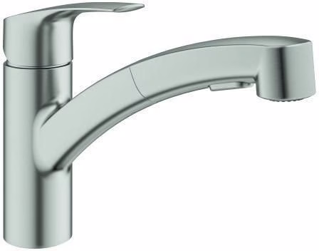 Primary Image 2216942 GROHE ééngreeps wastafelmengkraan Eurosmart 30305 vlakke uitloop met uittrekbare dubbele vaatdouche chroom