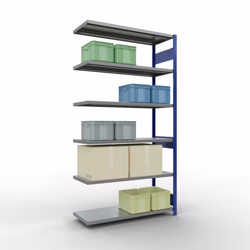 Figuur nr. 12 van het artikel aanbouwrekken, legbordstellingen, insteeksysteem MULTIplus250, 2500 x 1300 x 500 mm, 6 legborden, RAL 5010 gentiaanblauw/verzinkt uit de productgroep insteeksysteem van het merk Schulte Lagertechnik.