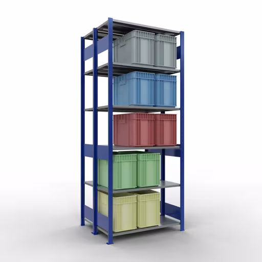 Basisplank, dubbele plank, stellingsysteem MULTIplus150, 2500 x 1000 x (2x400) mm, 2x6 planken, lengtestangen, RAL 5010 gentiaanblauw van Schulte Lagertechnik uit het rekkenprogramma