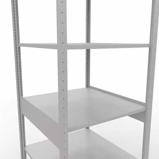 Basisstelling, legbordstelling, insteeksysteem MULTIplus150, 2500 x 750 x 800 mm (HxBxD), 6 legborden, lengtestangen, RAL 7035 lichtgrijs met de GTIN 4004514293466 Basisplank, plankplank, insteeksysteem MULTIplus150, 2500 x 750 x 800 mm, 6 planken, lengtestangen, RAL 7035 lichtgrijs van Schulte Lagertechnik met het artikelnr. 32681-75-LR
