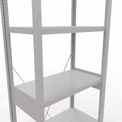 Basisplank, legbord, insteeksysteem MULTIplus250, 2500 x 750 x 400 mm (HxBxD), 6 legborden, kruisschoor, RAL 7035 lichtgrijs van Schulte Lagertechnik uit de categorie insteeksysteem