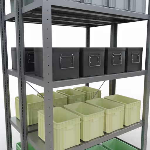 Productafbeelding nr. 16 van het artikel basisplank, dubbele plank, legplank-insteeksysteem MULTIplus250, 2000 x 1000 x (2x400) mm, 2x5 legborden, kruisschoor, verzinkt uit het assortiment legborden van het merk Schulte Lagertechnik