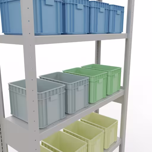 Figuur nr. 14 van het artikel basisrek, legbord, insteeksysteem MULTIplus330, 2500 x 1000 x 300 mm, 6 legborden, lengtestangen, RAL 7035 lichtgrijs uit de productgroep insteeksysteem van Schulte Lagertechnik.