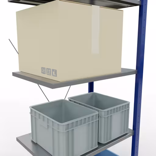 Aanbouwrekken, rekken, insteeksysteem MULTIplus150, 2000 x 750 x 500 mm, 5 legborden, kruisschoor, RAL 5010 gentiaanblauw/verzinkt/verzinkt met artikelnr. 12755-75-B Aanbouwrekken, rekken, insteeksysteem MULTIplus150, 2000 x 750 x 500 mm, 5 legborden, kruisschoor, RAL 5010 gentiaanblauw/verzinkt/verzinkt van Schulte Lagertechnik uit de categorie insteeksystemen