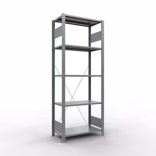 Basisplank, legbord, insteeksysteem MULTIplus150, 2000 x 750 x 400 mm, 5 legborden, kruisschoor, verzinkt van Schulte Lagertechnik met het artikelnr. 12740-75
