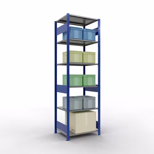 Andere weergave van het artikel basisplank, legplank, insteeksysteem MULTIplus150, 2500 x 750 x 600 mm, 6 legborden, RAL 5010 gentiaanblauw/verzinkt/verzinkt uit de categorie basisplanken