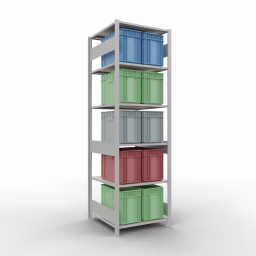 Extra afbeelding van het artikel Basisplank, legplank, insteeksysteem MULTIplus150, 2500 x 750 x 800 mm, 6 legborden, lengtestangen, RAL 7035 lichtgrijs van basisplank