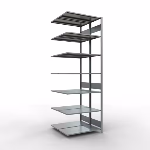 Afbeelding nr. 14 van het artikel aanbouwstelling, dubbele stelling, stellingstelling insteeksysteem MULTIplus150, 3000 x 1000 x (2x500) mm, 2x7 legborden, lengtestangen, verzinkt uit de productgroep stellingstellingen van Schulte Lagertechnik