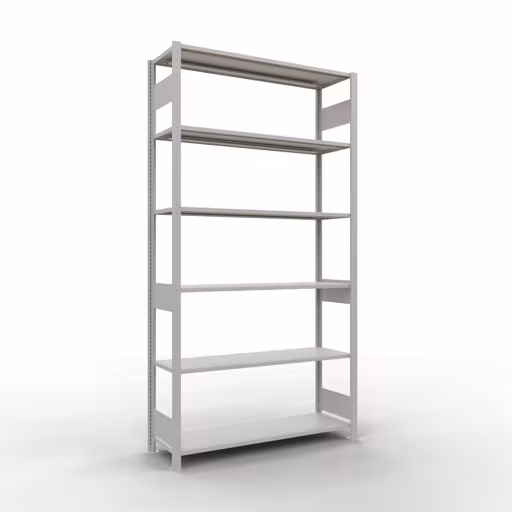 Extra afbeelding van het artikel Basisplank, legplank, insteeksysteem MULTIplus150, 2500 x 1300 x 400 mm, 6 legborden, lengtestangen, RAL 7035 lichtgrijs van basisplank