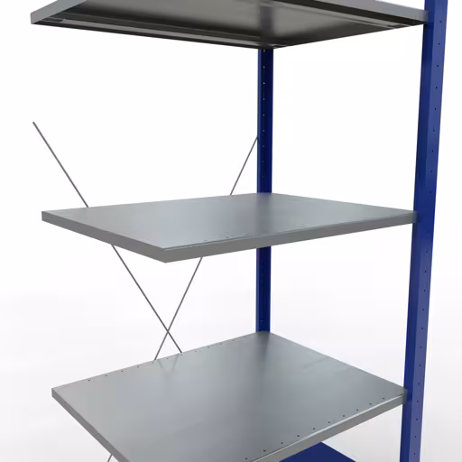 Productafbeelding nr. 7 van het artikel aanbouwplank, legbord, insteeksysteem MULTIplus150, 2000 x 750 x 600 mm, 5 legborden, RAL 5010 gentiaanblauw/verzinkt/verzinkt uit het insteeksysteem-assortiment van Schulte Lagertechnik