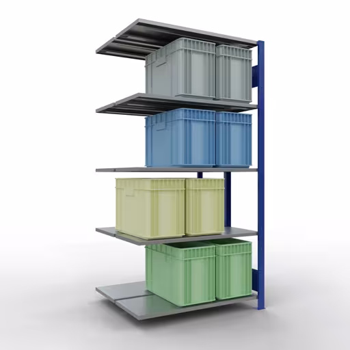 Productafbeelding nr. 6 van het artikel aanbouwplank, dubbele plank, legbord, insteeksysteem MULTIplus150, 2000 x 1000 x (2x400) mm, 2x5 legborden, RAL 5010 gentiaanblauw uit het assortiment legborden van Schulte Lagertechnik