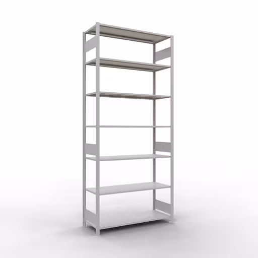 Basisplank, legplank, insteeksysteem MULTIplus150, 3000 x 1300 x 500 mm, 7 planken, lengtestangen, RAL 7035 lichtgrijs van Schulte Lagertechnik uit de categorie insteeksystemen