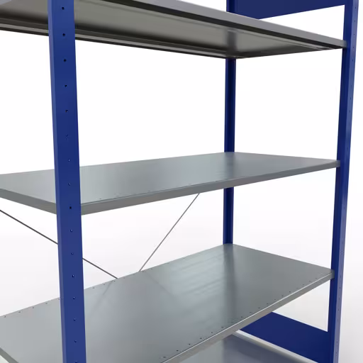 Basisplank, legbord, insteeksysteem MULTIplus150, 2000 x 1300 x 600 mm, 5 legborden, RAL 5010 gentiaanblauw/verzinkt van Schulte Lagertechnik met het artikelnr. 12760-130-B