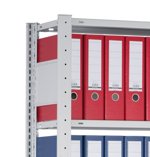 Andere weergave van het artikel Aanbouwrekken, kantoorrekken, insteeksysteem MULTIplus150, 2000 x 750 x 600 mm, 6 planken, lengtestangen, zonder middenaanslag, zwart/lichtgrijs uit de categorie kantoorrekken