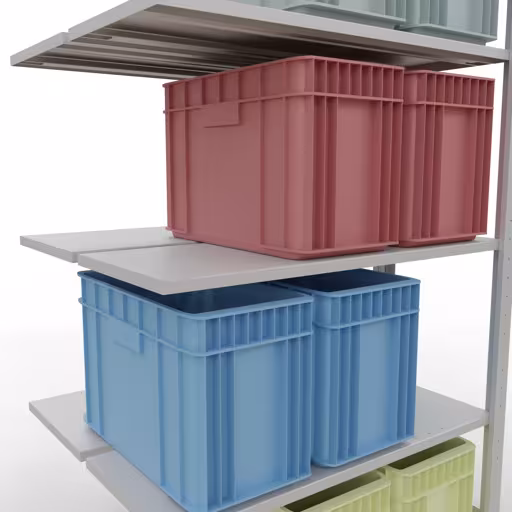 Andere weergave van het artikel Aanbouwplank, dubbele plank, legplank-insteeksysteem MULTIplus150, 2000 x 1000 x (2x400) mm, 2x5 legborden, RAL 7035 lichtgrijs uit de categorie legborden