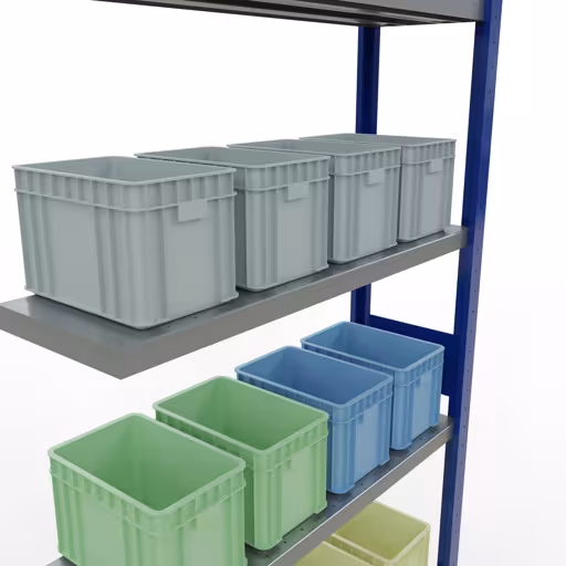 Afbeelding nr. 13 van het artikel aanbouwrekken, legbordstellingen, insteeksysteem MULTIplus330, 3000 x 1000 x 300 mm, 7 legborden, lengtestangen, RAL 5010 gentiaanblauw/verzinkt uit de productgroep insteeksysteem van Schulte Lagertechnik.