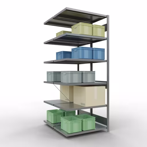 Andere weergave van het artikel Aanbouwplank, dubbele plank, stellingsysteem MULTIplus250, 2500 x 1000 x (2x600) mm, 2x6 planken, kruisschoor, verzinkt uit de categorie rekken