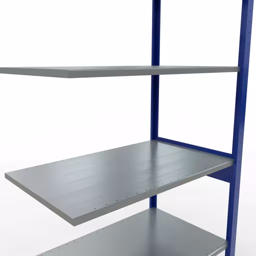 Aanbouwrekken, rekken, insteeksysteem MULTIplus150, 2500 x 1000 x 600 mm (HxBxD), 6 legborden, lengtestangen, RAL 5010 gentiaanblauw/verzinkt uit de categorie aanbouwrekken met GTIN 4004514281135 Aanbouwrekken, rekken, insteeksysteem MULTIplus150, 2500 x 1000 x 600 mm, 6 legborden, RAL 5010 gentiaanblauw/gegalvaniseerd van het merk Schulte Lagertechnik uit het assortiment insteeksysteem