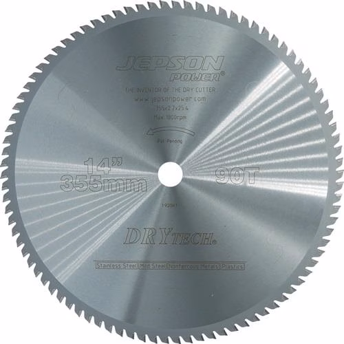 Cirkelzaagblad voor metaal 355/90Z, diameter 355 mm, breedte 2,2 mm, hardmetaal, boringdiameter 25,4 mm, merk JEPSON Metalen cirkelzaagblad 355/90Z, diameter 355 mm, breedte 2,2 mm, hardmetaal, boringdiameter 25,4 mm, JEPSON, uit de categorie cirkelzaagbladen, artikelnummer 4681346003