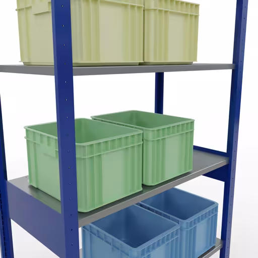 Productafbeelding nr. 12 van het artikel basisrek, legbord, insteeksysteem MULTIplus150, 2500 x 1000 x 500 mm, 6 legborden, RAL 5010 gentiaanblauw/verzinkt uit het insteeksysteem assortiment van Schulte Lagertechnik