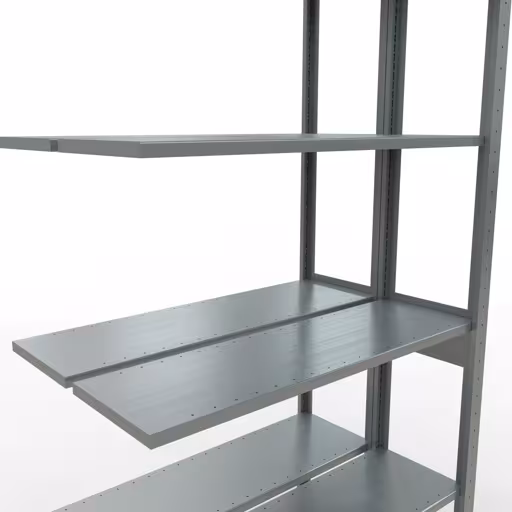 Figuur nr. 15 van het artikel aanbouwrekken, dubbele rekken, stellingrekken insteeksysteem MULTIplus150, 2500 x 1000 x (2x300) mm, 2x6 planken, lengtestangen, verzinkt uit de stellingstelling productgroep van Schulte Lagertechnik.