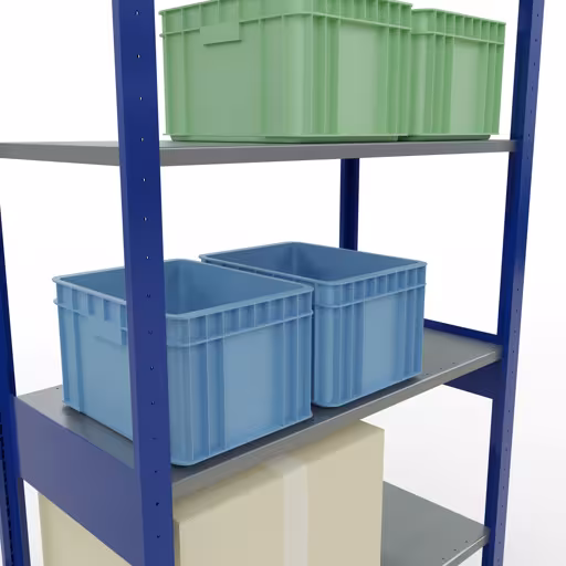 Basisplank, legplank, insteeksysteem MULTIplus85, 2500 x 1000 x 500 mm (HxBxD), 6 legborden, kruisschoor, RAL 5010 gentiaanblauw uit de categorie basisplanken met de GTIN 4004514284907 Basisplank, legbord, insteeksysteem MULTIplus85, 2500 x 1000 x 500 mm, 6 legborden, RAL 5010 gentiaanblauw van het merk Schulte Lagertechnik uit het assortiment insteeksysteem