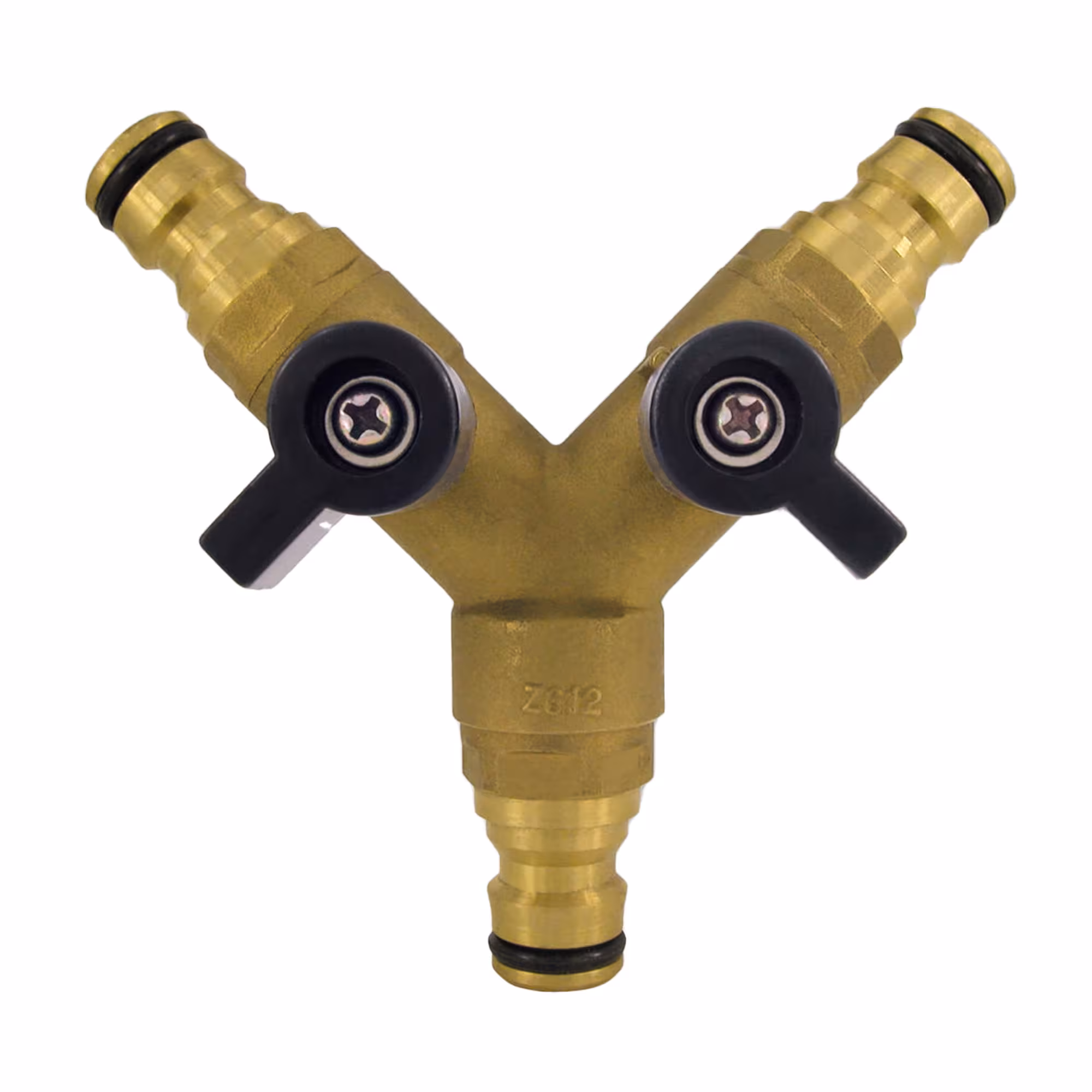 Y-verdelerstuk, messing steekkoppelingen, art.nr. 53313