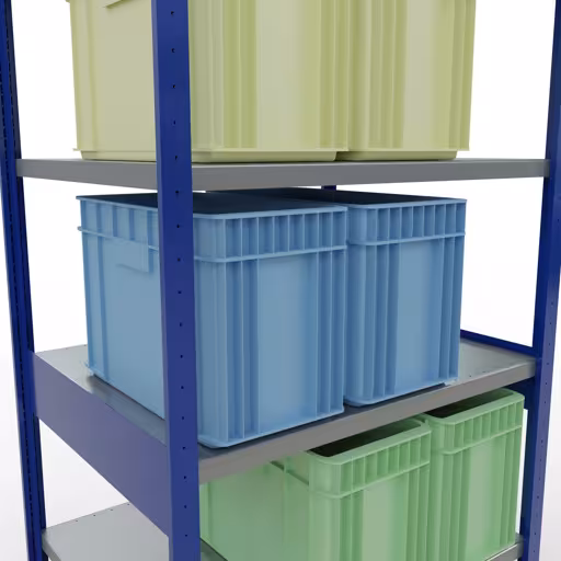 Extra afbeelding van het artikel Basisplank, legplank, insteeksysteem MULTIplus250, 2500 x 1000 x 800 mm, 6 legborden, RAL 5010 gentiaanblauw/verzinkt vanaf basisplank