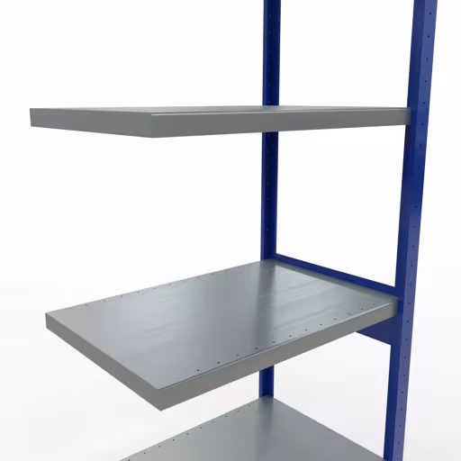 Aanbouwrekken, legbordstellingen, insteeksysteem MULTIplus250, 2500 x 750 x 500 mm, 6 legborden, RAL 5010 gentiaanblauw/verzinkt/verzinkt van Schulte Lagertechnik met artikelnr. 12956-75-LR-B