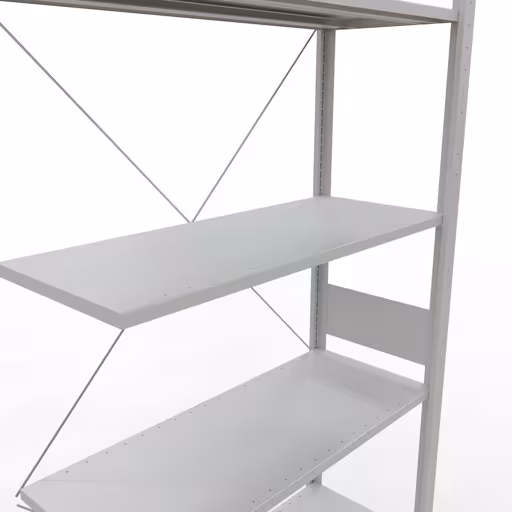 Productafbeelding nr. 12 van het artikel Aanbouwrekken, legbordstellingen, insteeksysteem MULTIplus150, 3000 x 1000 x 400 mm (HxBxD), 7 legborden, kruisschoor, RAL 7035 lichtgrijs Figuur nr. 12 van het artikel aanbouwrekken, legbordstellingen, insteeksysteem MULTIplus150, 3000 x 1000 x 400 mm, 7 legborden, kruisschoor, RAL 7035 lichtgrijs uit de insteeksysteem productgroep van Schulte Lagertechnik.