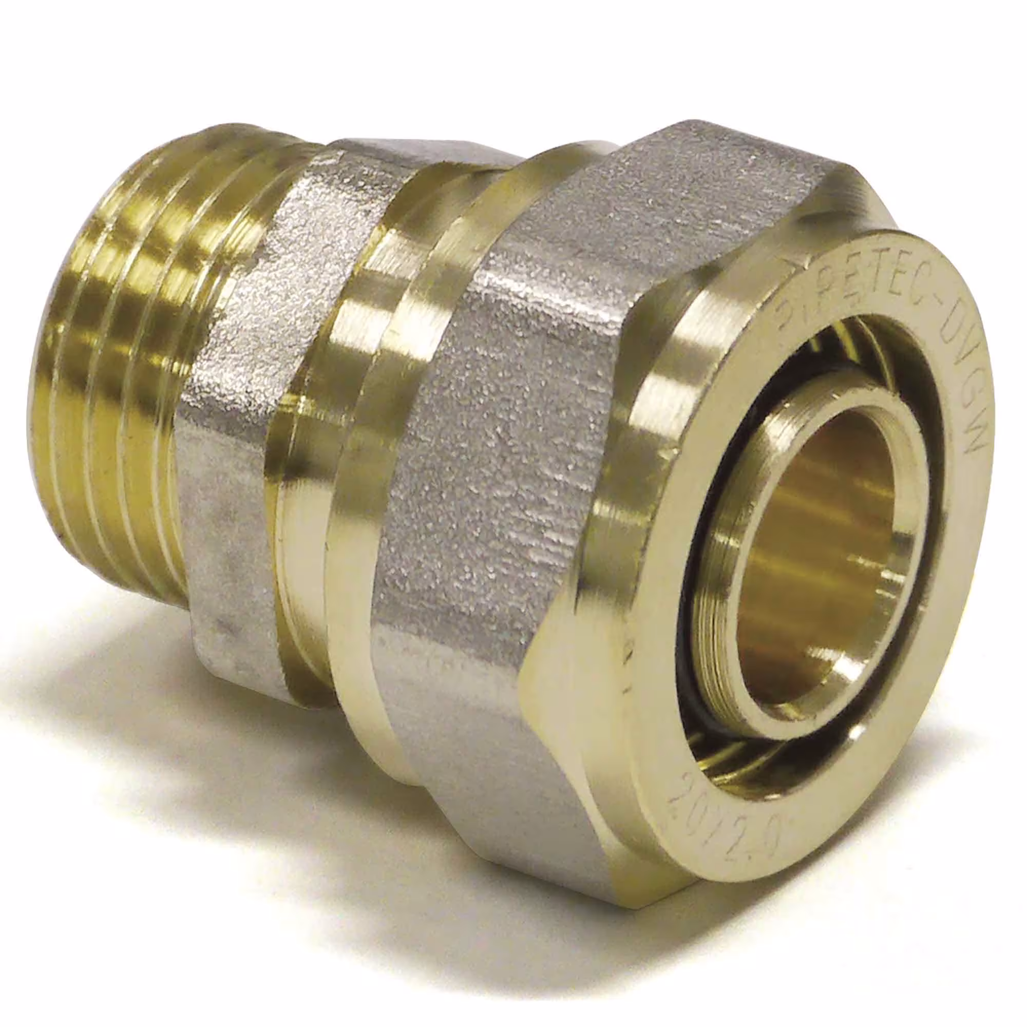 Pipetec schroeffitting - overgang van aluminium composietbuis 26x3mm naar 3/4" buitendraad van Pipetec Schroefovergang met buitendraad, schroefkoppelingen, artikelnr. SFUA2605