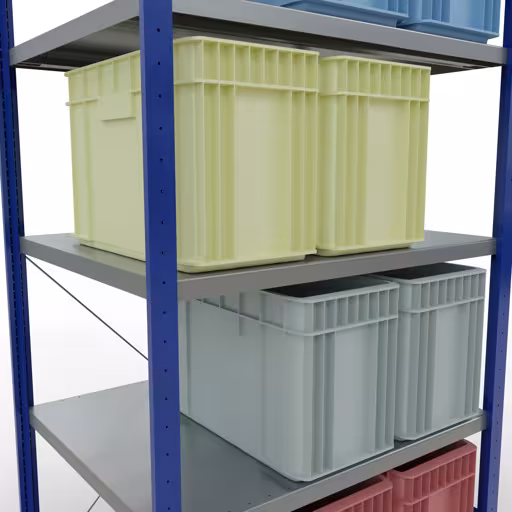 Basisplank, legbord, insteeksysteem MULTIplus250, 2000 x 1000 x 800 mm, 5 legborden, kruisschoor, RAL 5010 gentiaanblauw/verzinkt met de GTIN 4004514284037 Basisplank, legplank, insteeksysteem MULTIplus250, 2000 x 1000 x 800 mm, 5 legborden, kruisschoor, RAL 5010 gentiaanblauw/verzinkt van Schulte Lagertechnik met artikelnr. 12980-B