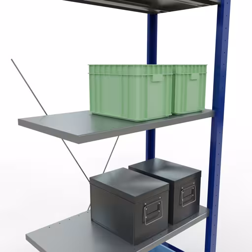 Aanbouwrekken, rekken, insteeksysteem MULTIplus150, 2000 x 750 x 400 mm (HxBxD), 5 legborden, kruisschoor, RAL 5010 gentiaanblauw/verzinkt/verzinkt met artikelnr. 12745-75-B Aanbouwrekken, rekken, insteeksysteem MULTIplus150, 2000 x 750 x 400 mm, 5 legborden, kruisschoor, RAL 5010 gentiaanblauw/verzinkt/verzinkt van Schulte Lagertechnik uit de categorie insteeksystemen