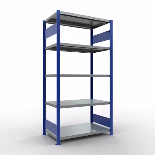 Figuur nr. 8 van het artikel basisrek, legbord, insteeksysteem MULTIplus330, 2000 x 1000 x 600 mm, 5 legborden, lengtestangen, RAL 5010 gentiaanblauw/verzinkt uit de productgroep insteeksysteem van het merk Schulte Lagertechnik