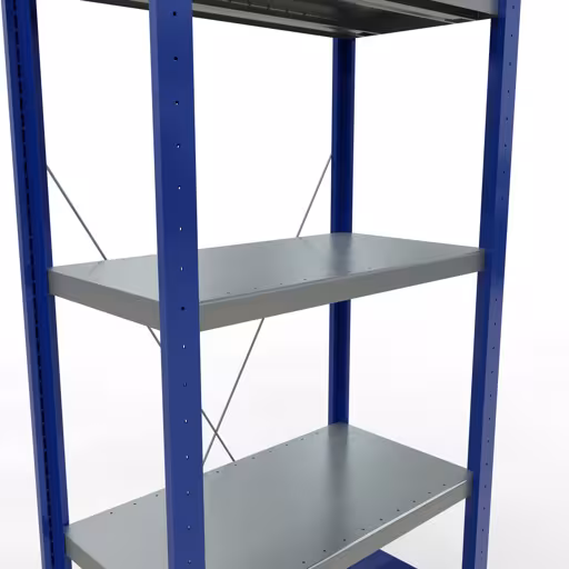 Figuur nr. 13 van het artikel basisrek, legbord, insteeksysteem MULTIplus250, 2000 x 750 x 400 mm, 5 legborden, kruisschoor, RAL 5010 gentiaanblauw/verzinkt/verzinkt uit de insteeksysteem productgroep van Schulte Lagertechnik.