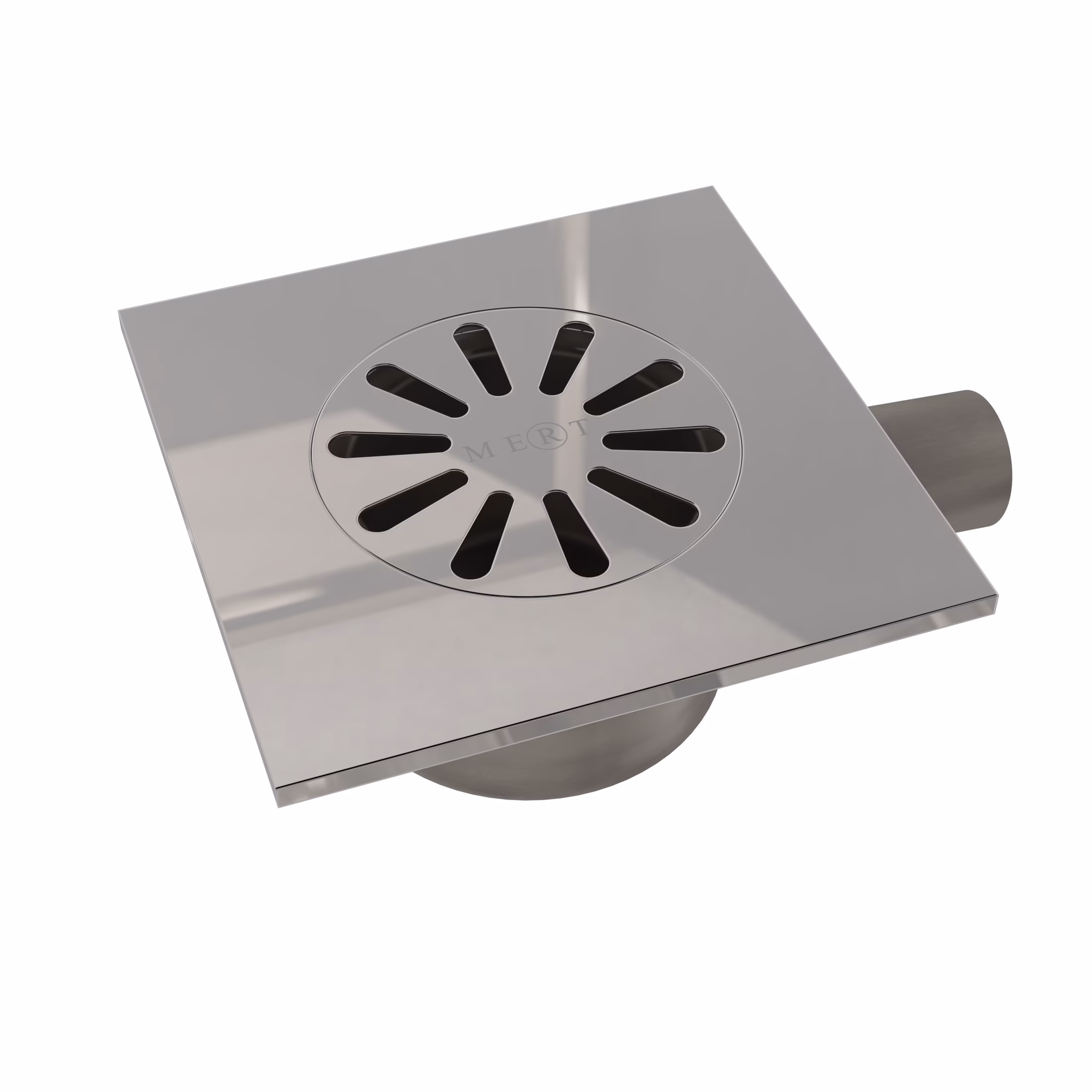 MERT vloerafvoer HK-SERIES volledig uit roestvrij staal met rooster, 100x100 mm, verticaal