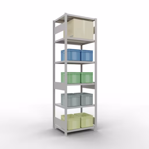 Productafbeelding nr. 14 van het artikel basisplank, legbord, insteeksysteem MULTIplus250, 2500 x 750 x 600 mm, 6 legborden, lengtestangen, RAL 7035 lichtgrijs Figuur nr. 14 van het artikel basisrek, legbord, insteeksysteem MULTIplus250, 2500 x 750 x 600 mm, 6 legborden, lengtestangen, RAL 7035 lichtgrijs uit de productgroep insteeksysteem van Schulte Lagertechnik.