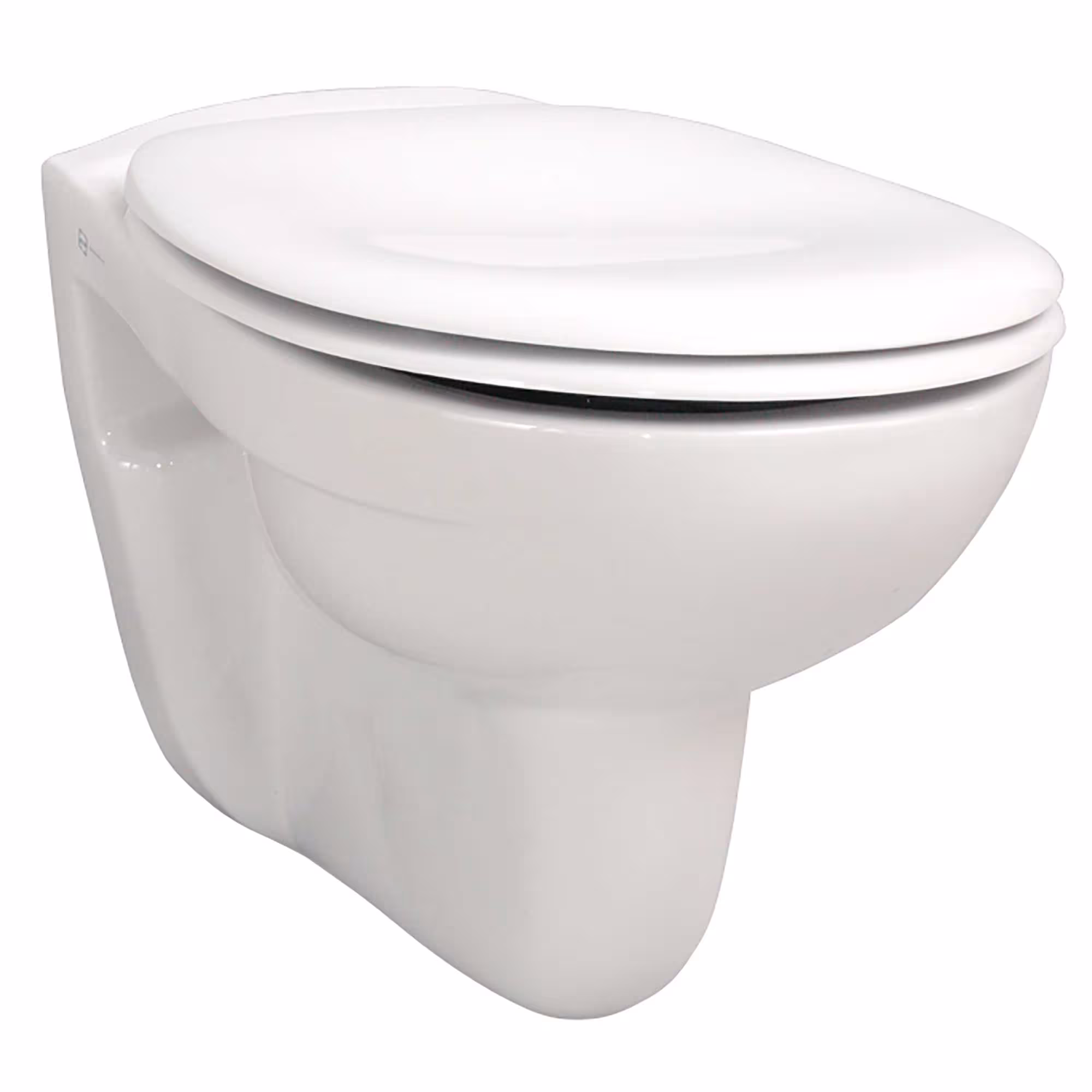 Vlakke toiletbasis wandhangend wit zonder wc-bril, horizontale afvoer van sanicomfort WC-design "Base" wit, WC/toiletten, art.nr. 1997874