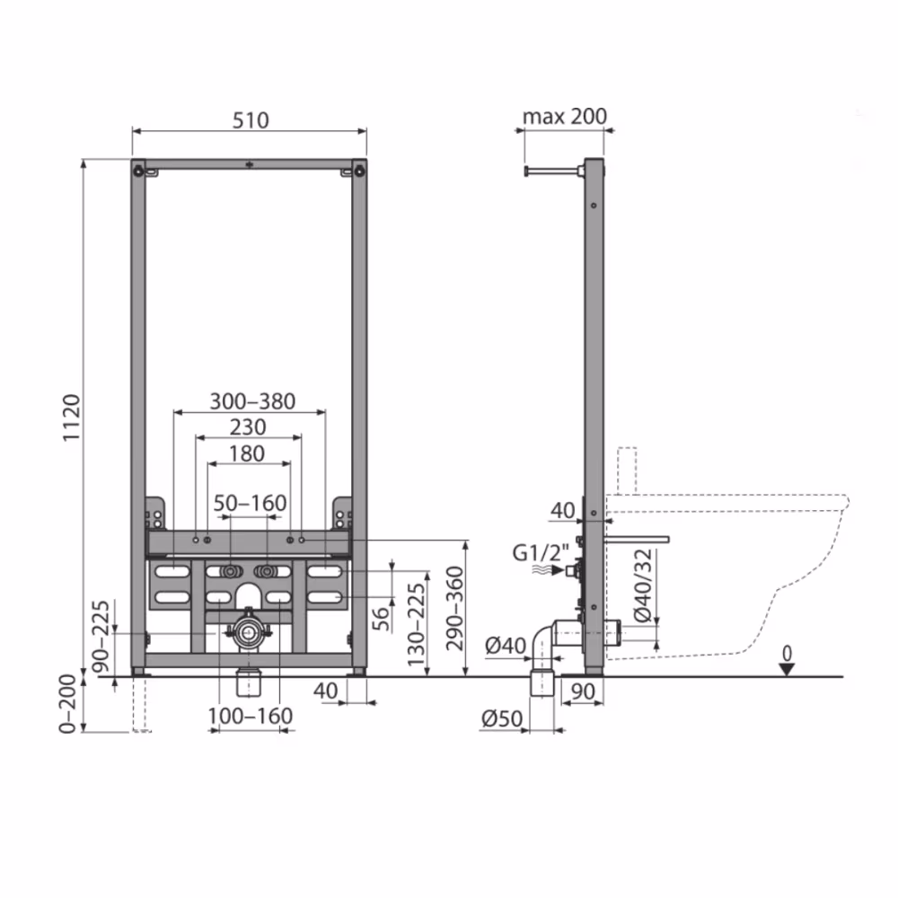 Montageframe voor bidets van het merk AlcaPlast uit de categorie bidetarmaturen