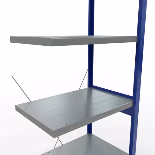 Aanbouwrekken, rekken, insteeksysteem MULTIplus250, 2500 x 750 x 500 mm, 6 planken, RAL 5010 gentiaanblauw/verzinkt/verzinkt van Schulte Lagertechnik uit de categorie insteeksystemen