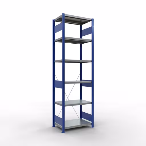 Figuur nr. 15 van het artikel basisrek, legbord, insteeksysteem MULTIplus250, 2500 x 750 x 500 mm, 6 legborden, kruisschoor, RAL 5010 gentiaanblauw/verzinkt/verzinkt uit de insteeksysteem productgroep van Schulte Lagertechnik.