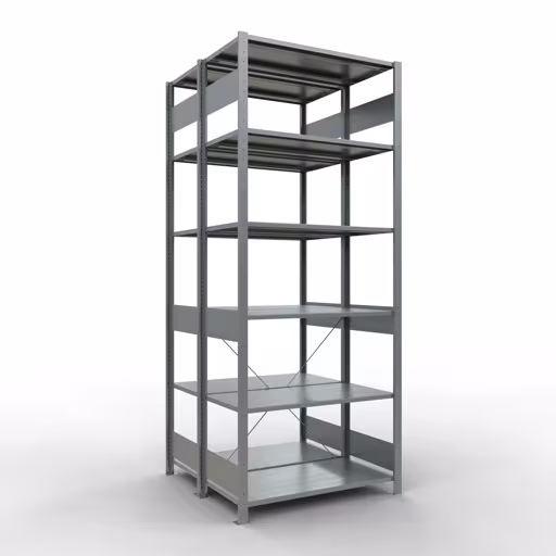 Afbeelding nr. 11 van het artikel basisrek, dubbel legbord, legbordinsteeksysteem MULTIplus150, 2500 x 1000 x (2x500) mm, 2x6 legborden, verzinkt uit de productgroep legbordstellingen van Schulte Lagertechnik