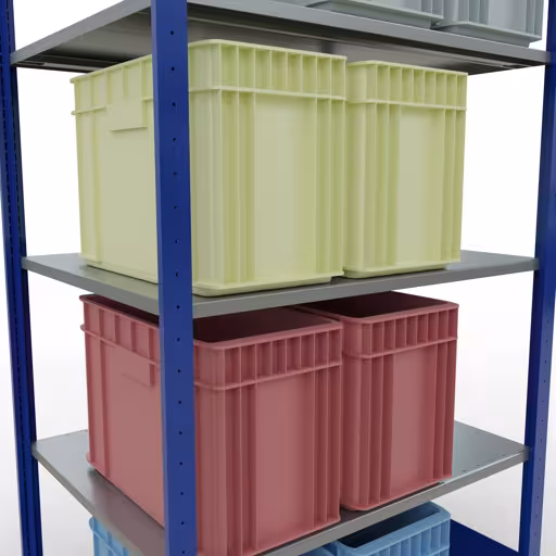 Productafbeelding nr. 7 van het artikel basisrek, legbord, insteeksysteem MULTIplus150, 2000 x 1000 x 800 mm, 5 legborden, RAL 5010 gentiaanblauw/verzinkt uit het insteeksysteem-assortiment van Schulte Lagertechnik