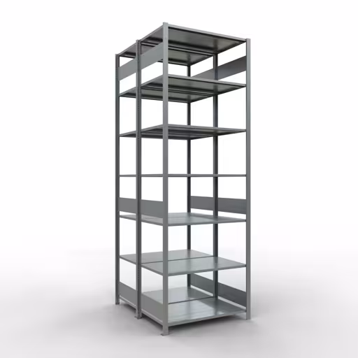 Basisplank, dubbele plank, stellingsysteem MULTIplus150, 3000 x 1000 x (2x600) mm (HxBxD), 2x7 planken, lengtestangen, gegalvaniseerd van Schulte Lagertechnik Basisplank, dubbele plank, stellingsysteem MULTIplus150, 3000 x 1000 x (2x600) mm (HxBxD), 2x7 planken, lengtestangen, verzinkt, dubbele planken, art.nr. 17862