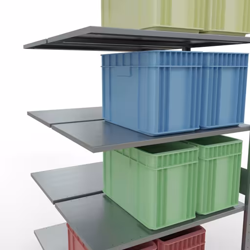 Figuur nr. 13 van het artikel aanbouwrekken, dubbele rekken, stellingrekken insteeksysteem MULTIplus150, 3000 x 1000 x (2x600) mm, 2x7 planken, lengtestangen, verzinkt uit de stellingstelling productgroep van Schulte Lagertechnik.