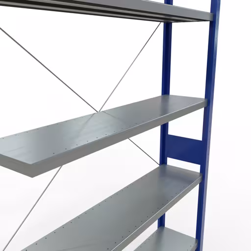 Afbeelding nr. 15 van het artikel aanbouwrekken, legbordstellingen, insteeksysteem MULTIplus250, 3000 x 1300 x 300 mm, 7 legborden, kruisschoor, RAL 5010 gentiaanblauw/verzinkt uit de productgroep insteeksysteem van Schulte Lagertechnik.